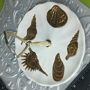 7" Gold Accents Nautical Vintage Decorative Plate Removable Handle